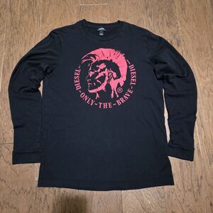 Vtg Diesel Men Shirt Medium Black Only The Brave Mohawk Mohican Tee